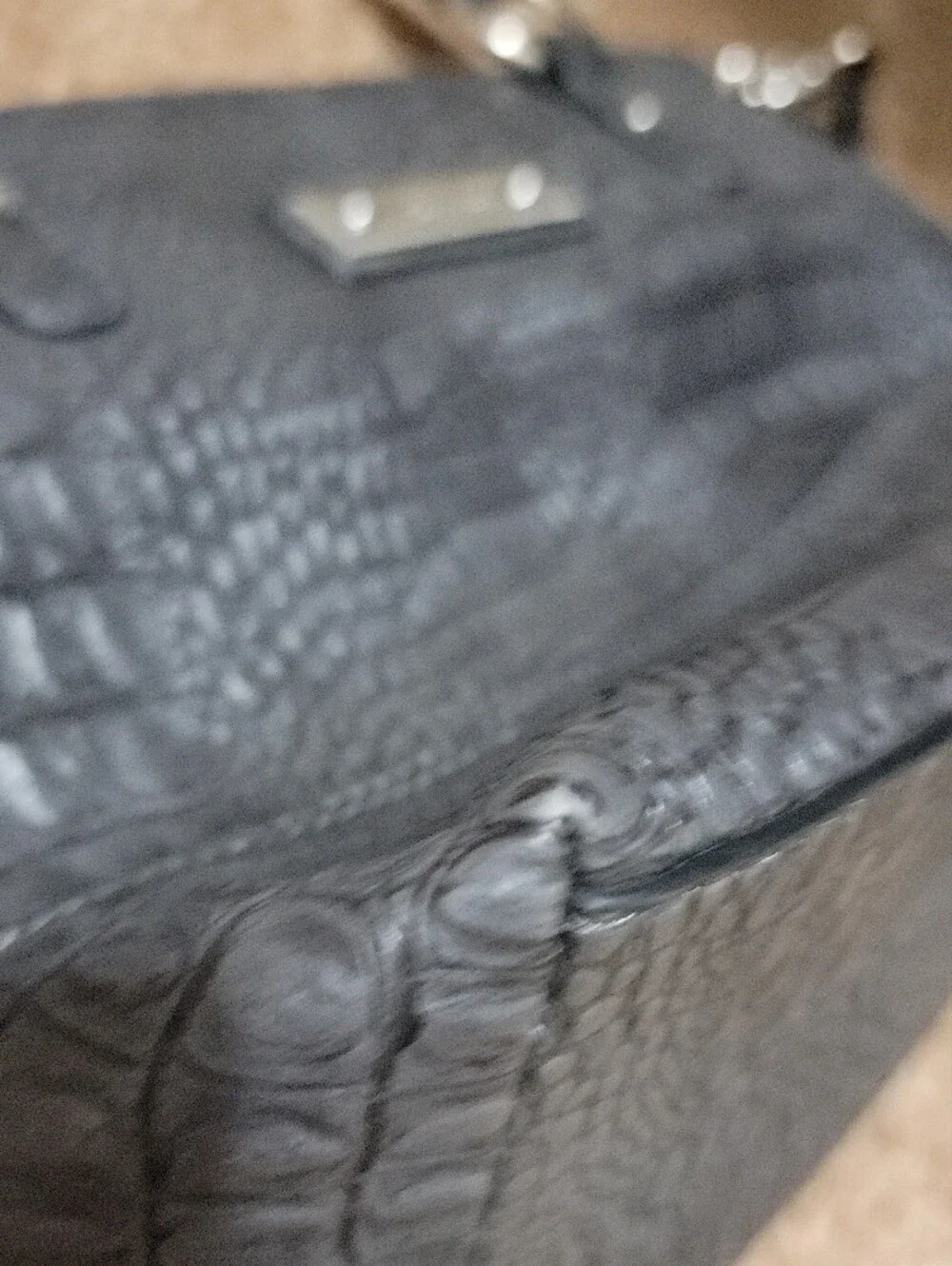 Relic Black Croc-Embossed Satchel with Detachable Strap